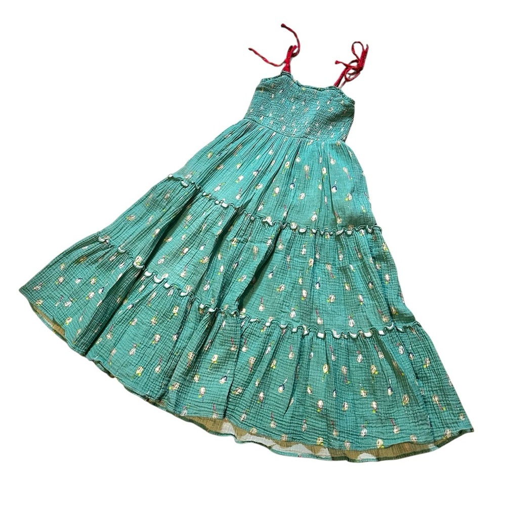 SweetHoney Green Floral Kids Casual Dress